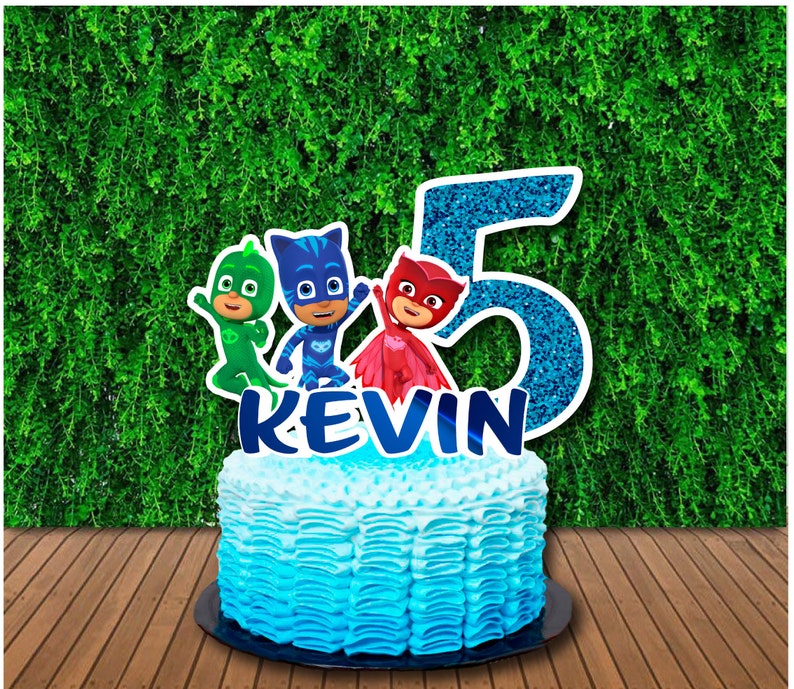 PJ MASK Inspired Print Your Own Cake Topper Personalized Cake Etsy