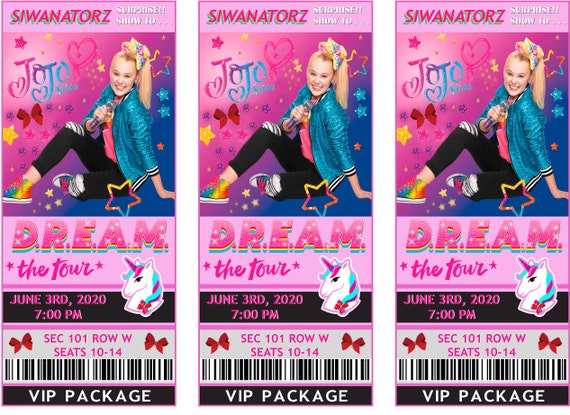 Jojo Siwa Fake Simulate Ticket Concert to “D.R.E.A.M. THE TOUR”, Dream The Tour, Concert Jojo, Jojo Siwa Shows, PERSONALIZED, Send by email
