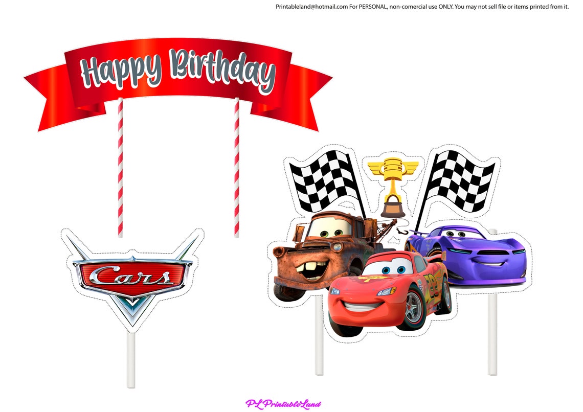 CARS Inspired Print Your Own Cake Topper Personalized Cake Etsy
