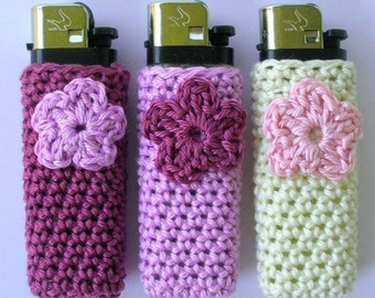 Crochet Lighter with Flower Accent