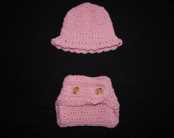 Newborn Matching Hat & Diaper Cover