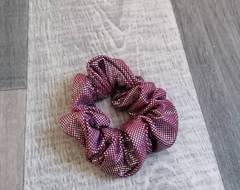 Chouchou élastique en tissu en maille épingle aubergine pailletée