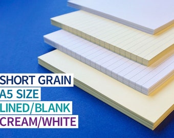 Carta per legatoria A5, carta foderata, carta a grana corta, carta di ricarica rivestita vuota o orizzontale, artigianato, quaderno di carta per riviste con righe universitarie