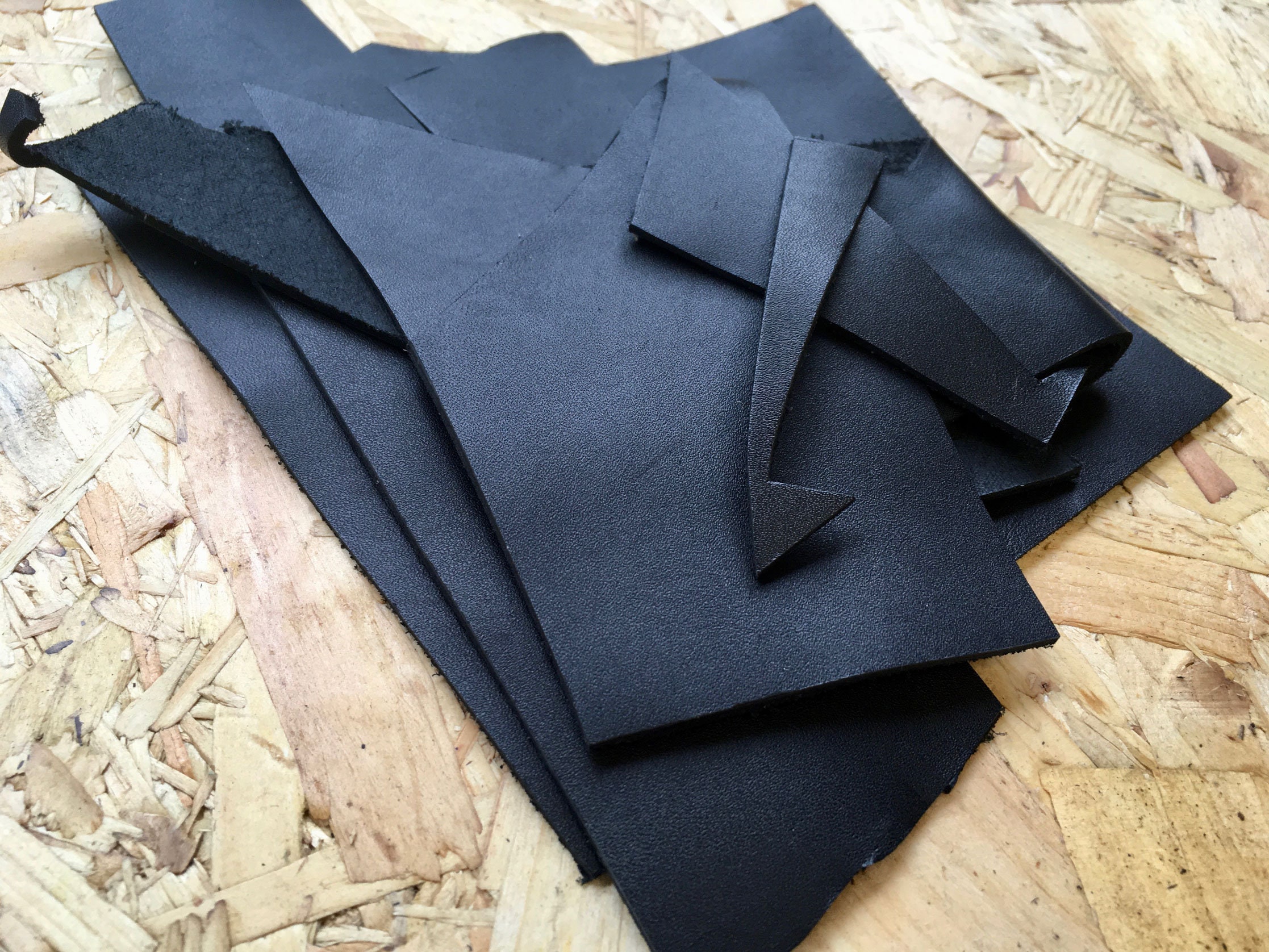 Black Cowhide Leather Offcuts Scrap Fabric Genuine Leather Etsy