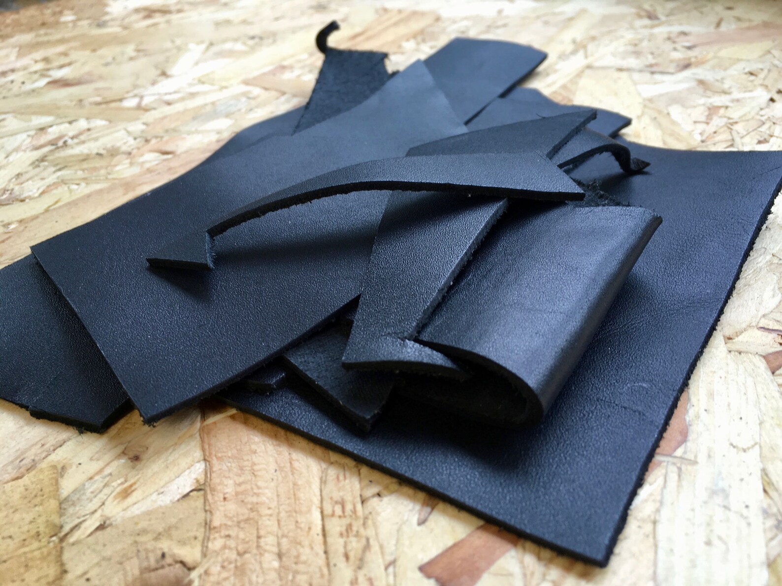 Black Cowhide Leather Offcuts Scrap Fabric Genuine Leather Etsy