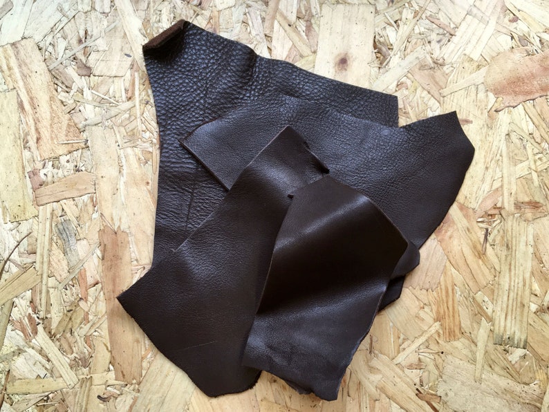 Dark Brown Cowhide Leather Offcuts Scrap Fabric Genuine Etsy