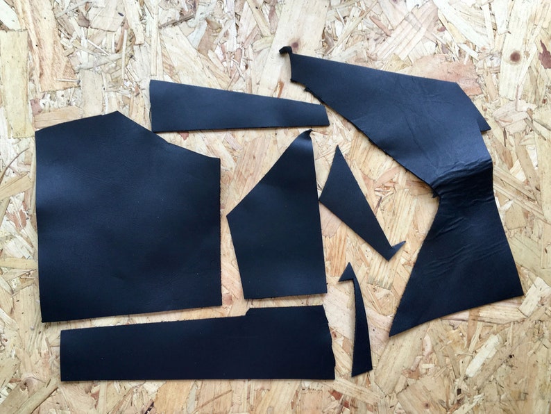 Black Cowhide Leather Offcuts Scrap Fabric Genuine Leather Etsy