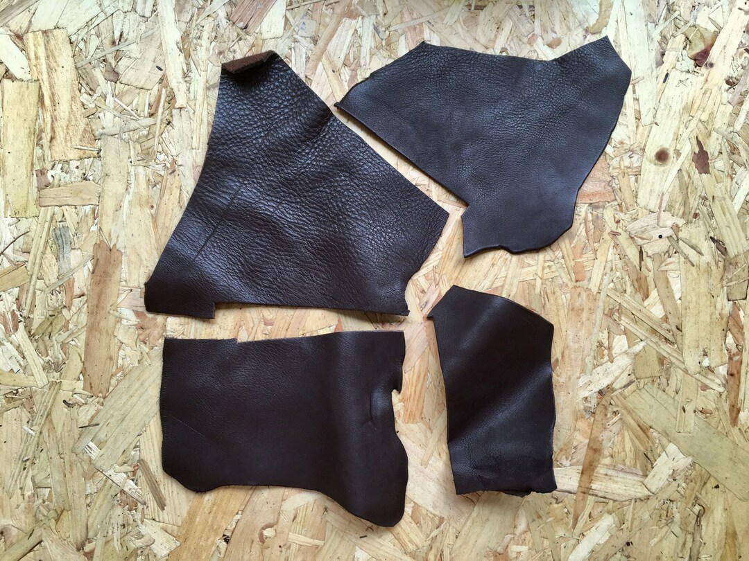 Dark Brown Cowhide Leather Offcuts Scrap Fabric Genuine Etsy