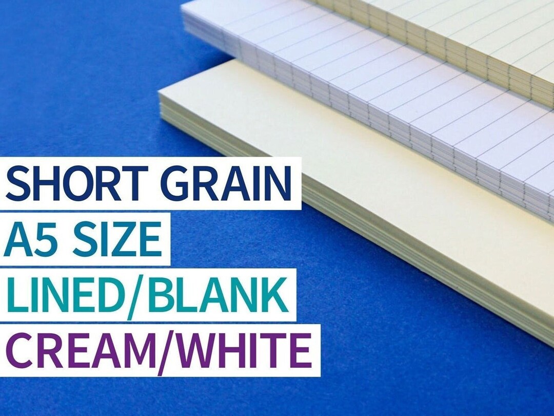 A5 Short Grain Bookbinding Paper, Blank or Horizontal Lined Paper, 250
