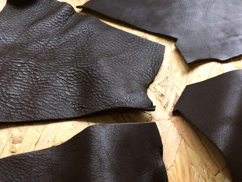 Dark Brown Cowhide Leather Offcuts Scrap Fabric Genuine Etsy