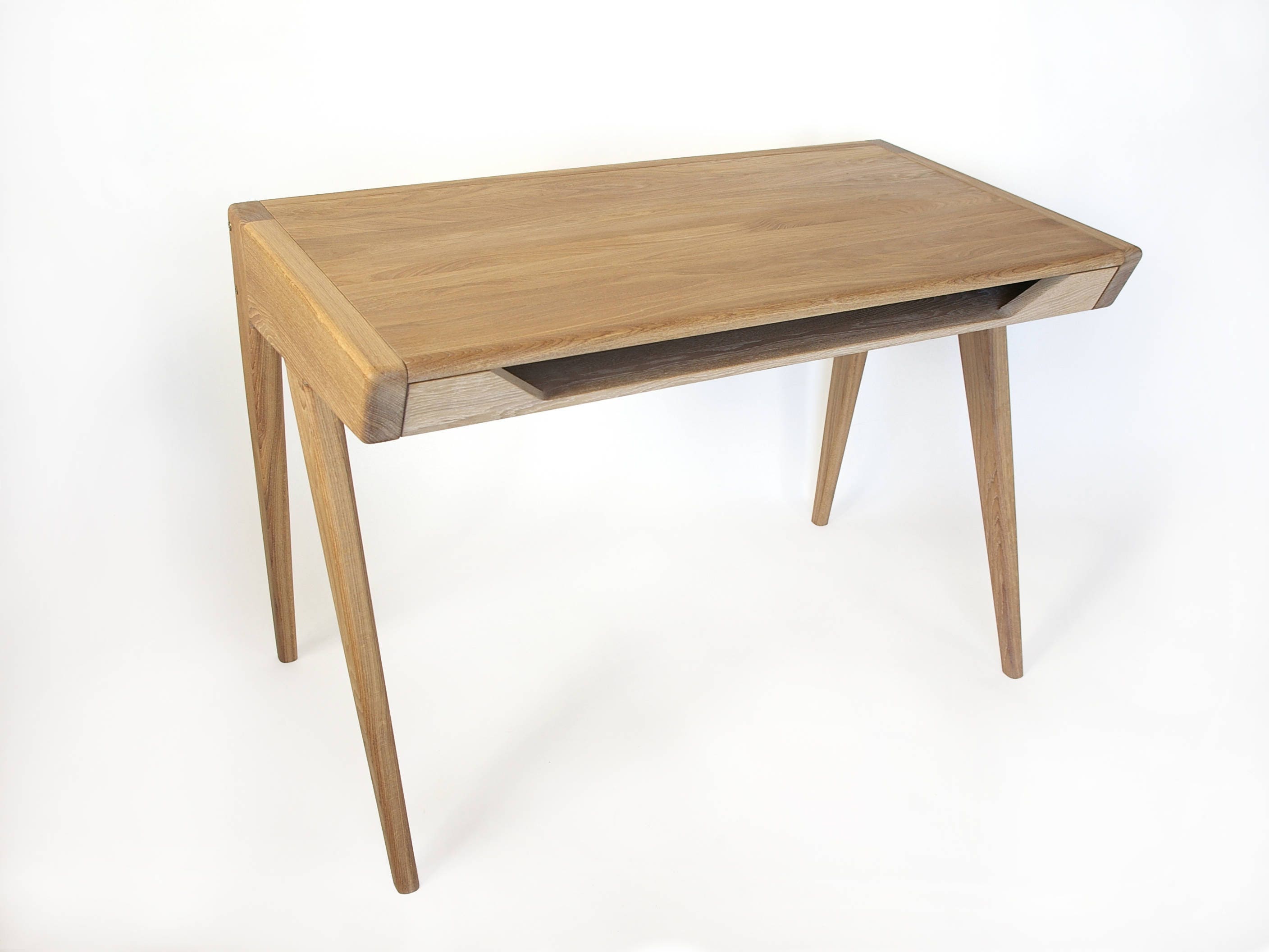 Solid Oak Wood Desk With Keyboard Tray. - Etsy