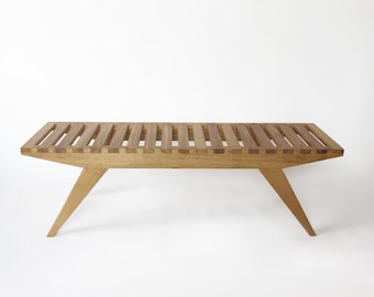 Solid Oak Wood Bench: Minimalist Hallway or Dining Furniture