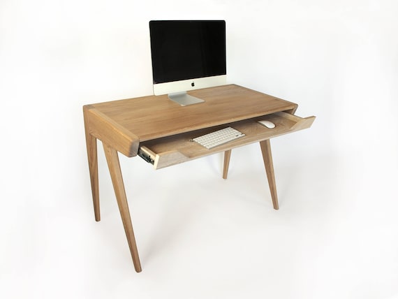 Solid Oak Wood Desk With Keyboard Tray. Etsy UK
