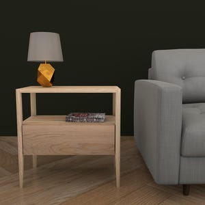 Nachttisch aus massivem Eichenholz: Minimalistischer Schlafzimmerschrank mit Schublade