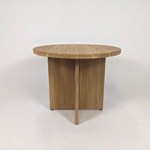 Solid oak coffee table, japandi minimalistic, small round side table zdjęcie 5