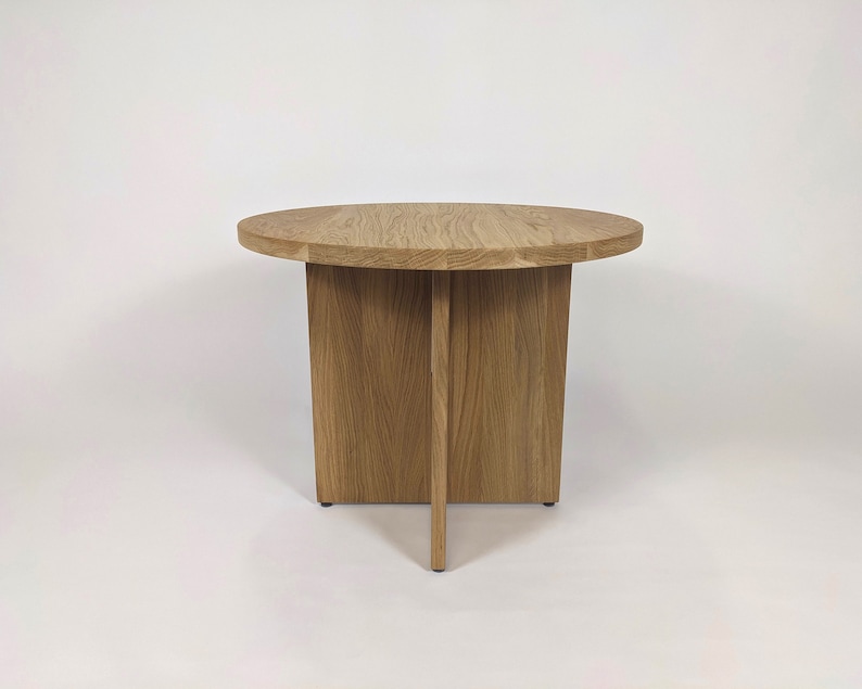 Solid oak coffee table, japandi minimalistic, small round side table zdjęcie 5