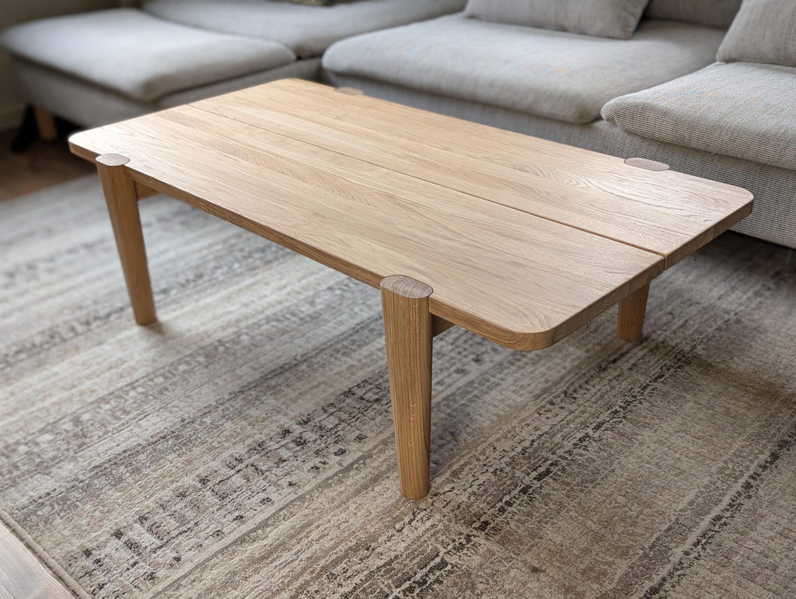 Modern, Minimalism, Elegant Solid Oak Wood Coffee Table, Round Corners ...