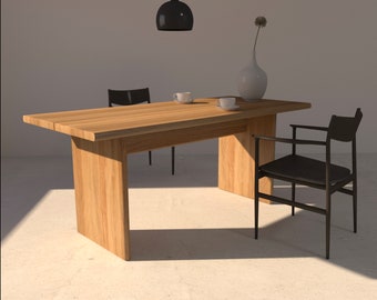 X字型脚の3mオーク無垢材ダイニングテーブル - ハンドメイドのワイド