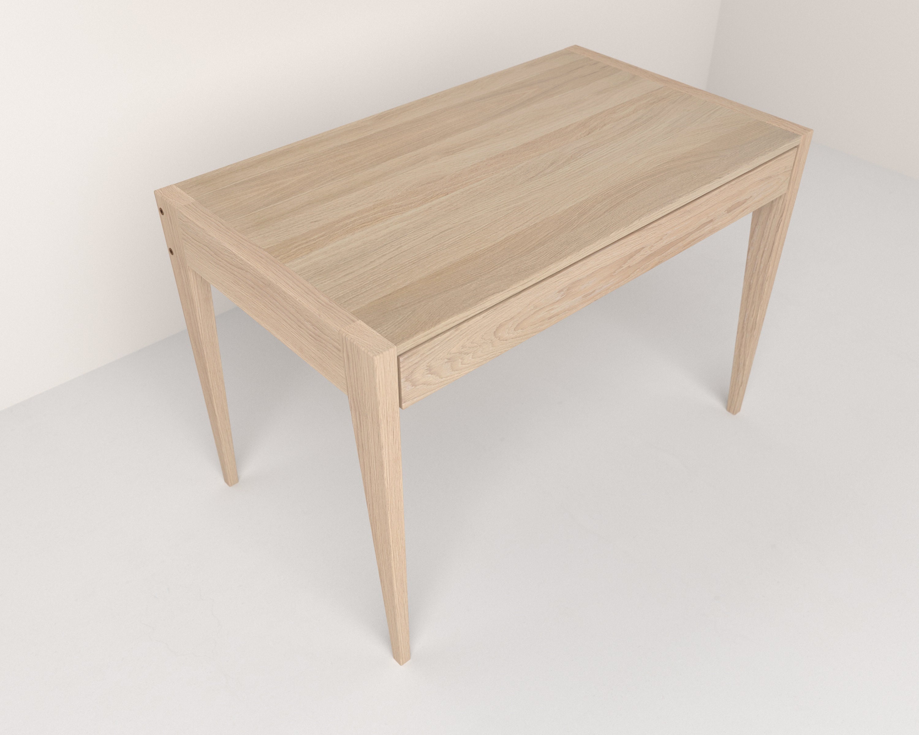 Oak Wood Minimalist Desk With Drawer Durable Home Office Table Photo Inspiration