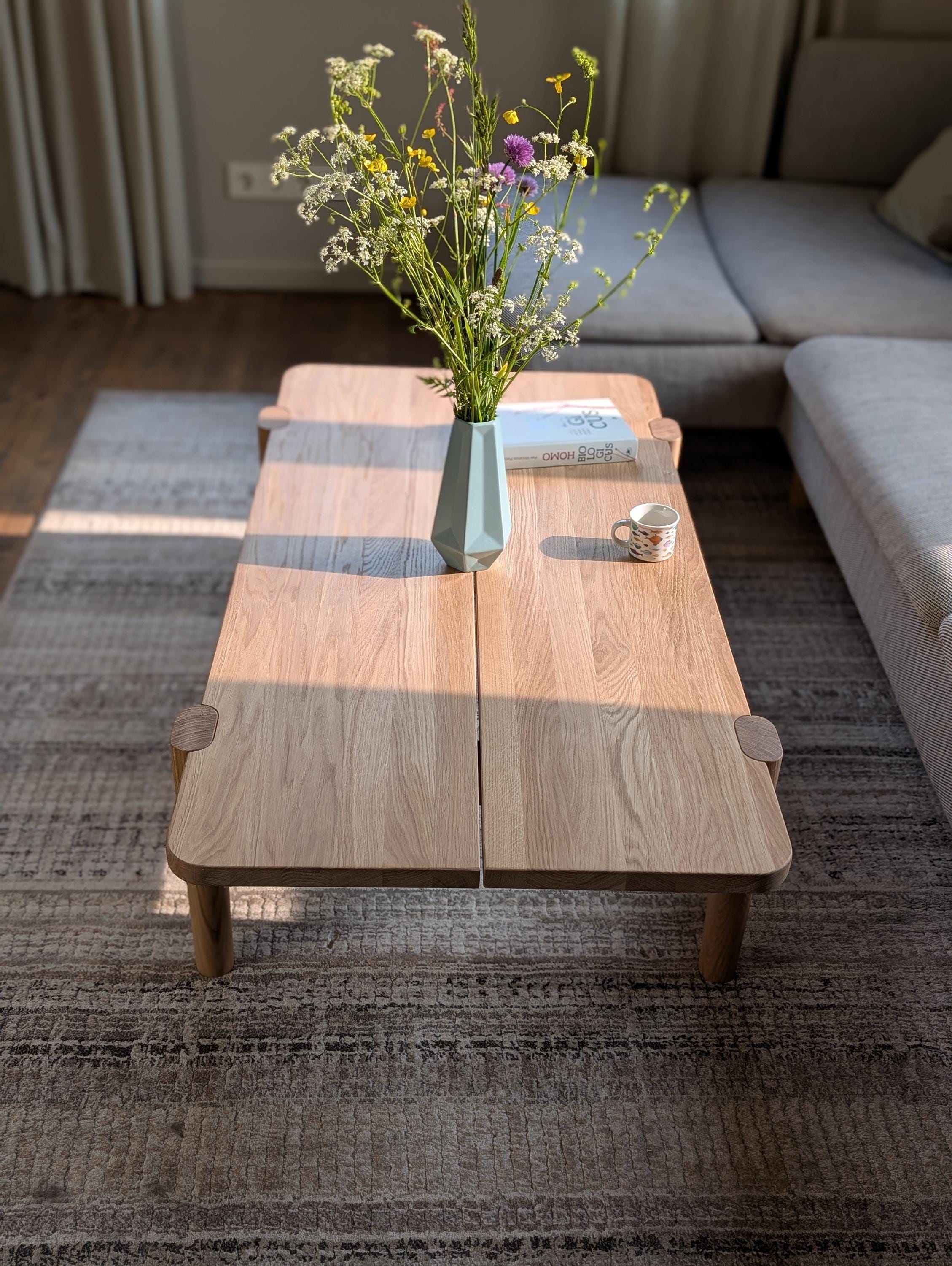 Modern, Minimalism, Elegant Solid Oak Wood Coffee Table, Round Corners ...