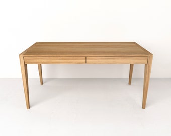 Minimalistic solid oak wood desk