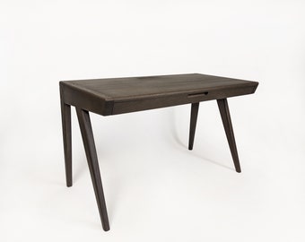 Solid Oak Wood Desk – Minimalist Home Office Table with Drawer, Durable Wooden Workspace