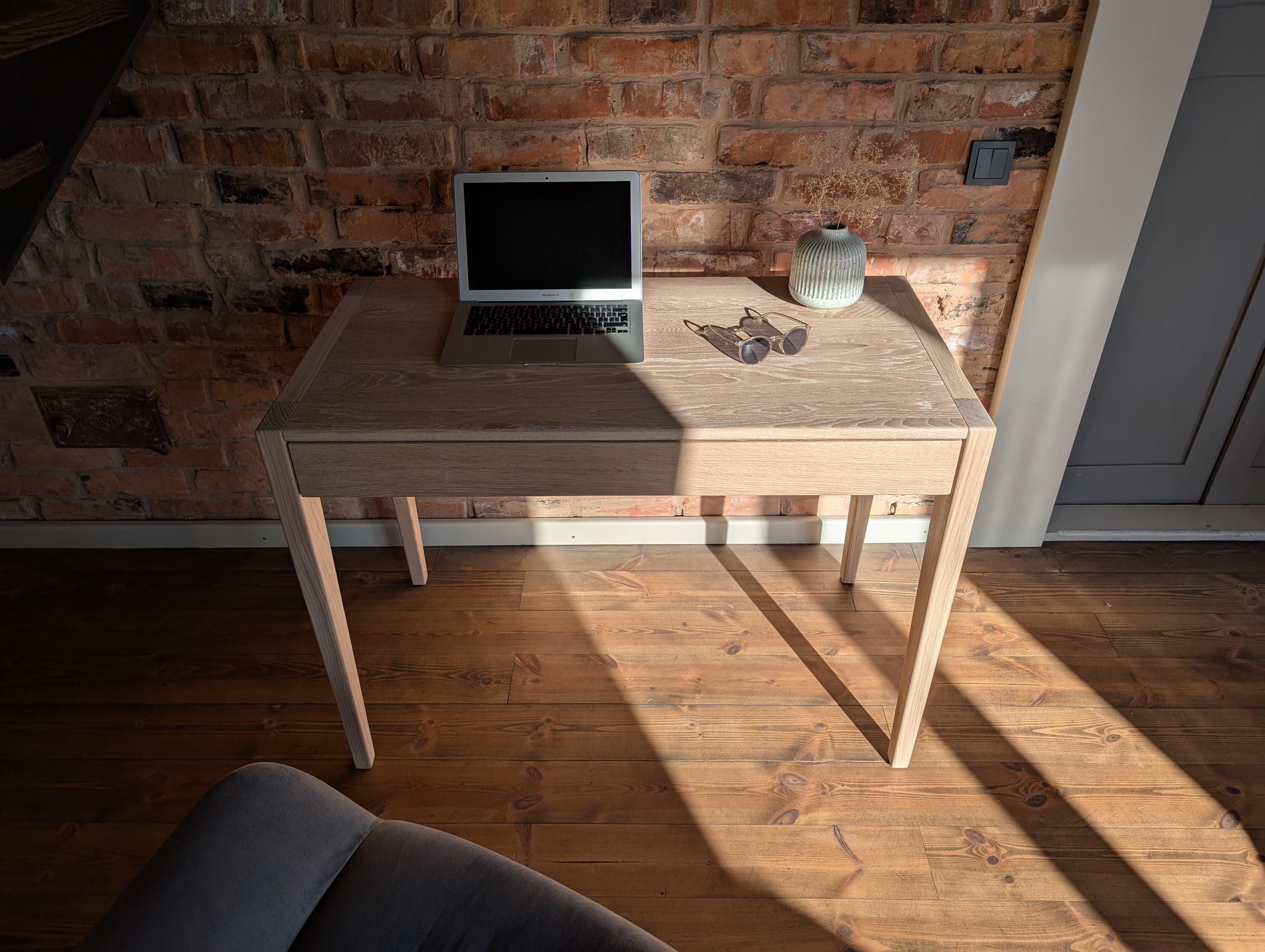 Curated visual reference: Visual Reference: Oak Wood Minimalist Desk With Drawer Durable Home Office Table
