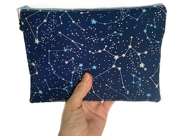 Star constellation makeup bag | astrology gift | medium star print zipper pouch | celestial cosmetic bag | space lover pencil case