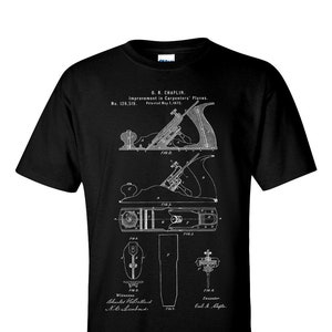 Carpenter&#39;s Hand Plane Patent T-Shirt: Vintage Blueprint Tee