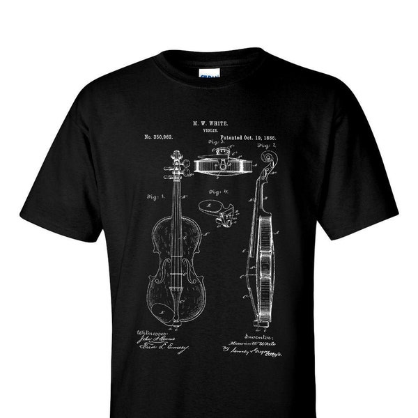 Violin T-Shirt, Patent Technical Drawing, Violinist Gift,  String instrument Shirt