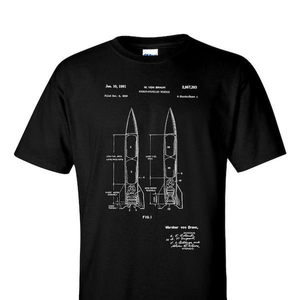 Wernher Von Braun Rocket Patent Blueprint T-Shirt