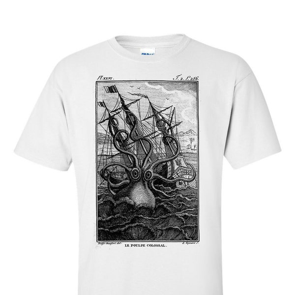 Kraken Le Poulpe Colossal Giant Octopus by malacologist Pierre Dénys de Montfort Fine Art T-Shirt