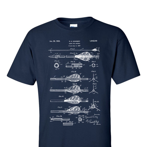 Archery T-Shirt, Arrow Patent, Blueprint Archer Gift Shirt