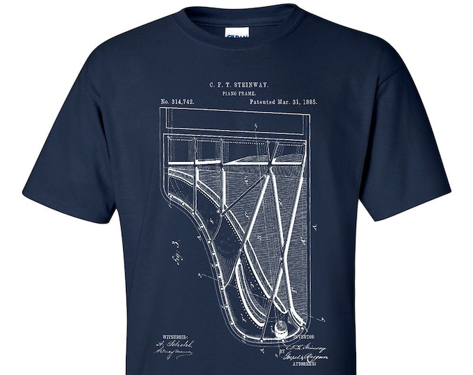 Piano Frame Patent 1885 Pianist Musician Gift T-Shirt