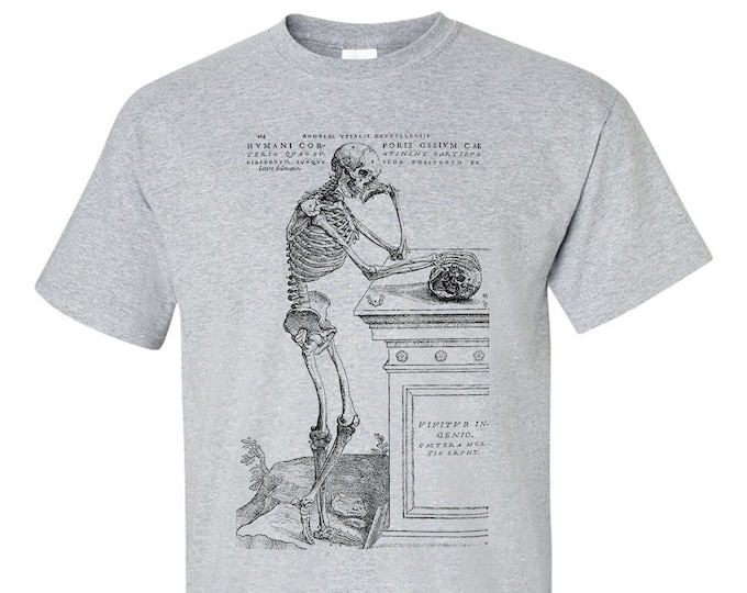 Pondering Thinking Skeleton By Andreas Vesalius Fine Art T-Shirt