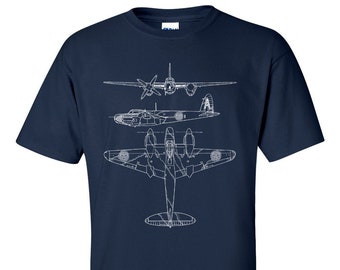 Mosquito T-Shirt, Technical Drawing, WW2 Aircraft,  Blueprint Shirt