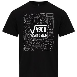 70th Birthday T-Shirt: Square Root of 4900, Math Gift