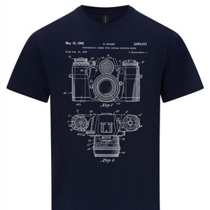 T-shirt verni pour appareil photo - Conception de plan de photographie vintage - Cadeau pour photographe - T-shirt unisexe rétro pour appareil photo