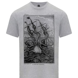 Kraken T-Shirt: Vintage Octopus Illustration, Mythical Sea Monster Tee