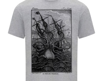 Kraken T-Shirt: Vintage Octopus Illustration, Mythical Sea Monster Tee
