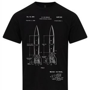 Wernher Von Braun T-Shirt, Rocket Patent Blueprint, Rocket Science Shirt
