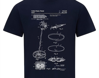 Metal Detector Patent T-Shirt – Vintage Blueprint Design for Treasure Hunters Shirt