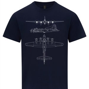 B-17 Flying Fortress T-Shirt: WWII Bomber Technical Drawing
