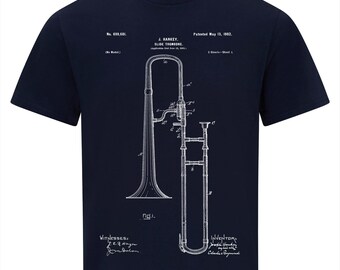 Vintage Slide Trombone Patent T-Shirt: Jazz Musician Gift