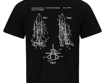 NASA Space Shuttle Patent Blueprint T-Shirt – Vintage Spacecraft Design Tee, Space Enthusiast Gift