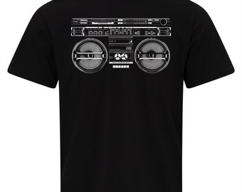 Retro Ghettoblaster T-Shirt – 80s Hip Hop Boom Box Tee – Vintage Rap Music Shirt