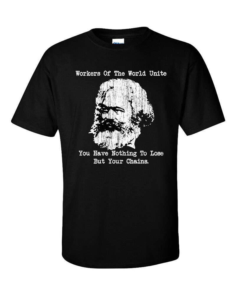 Image of Karl Marx Workers Unite Distressed Print T-Shirt