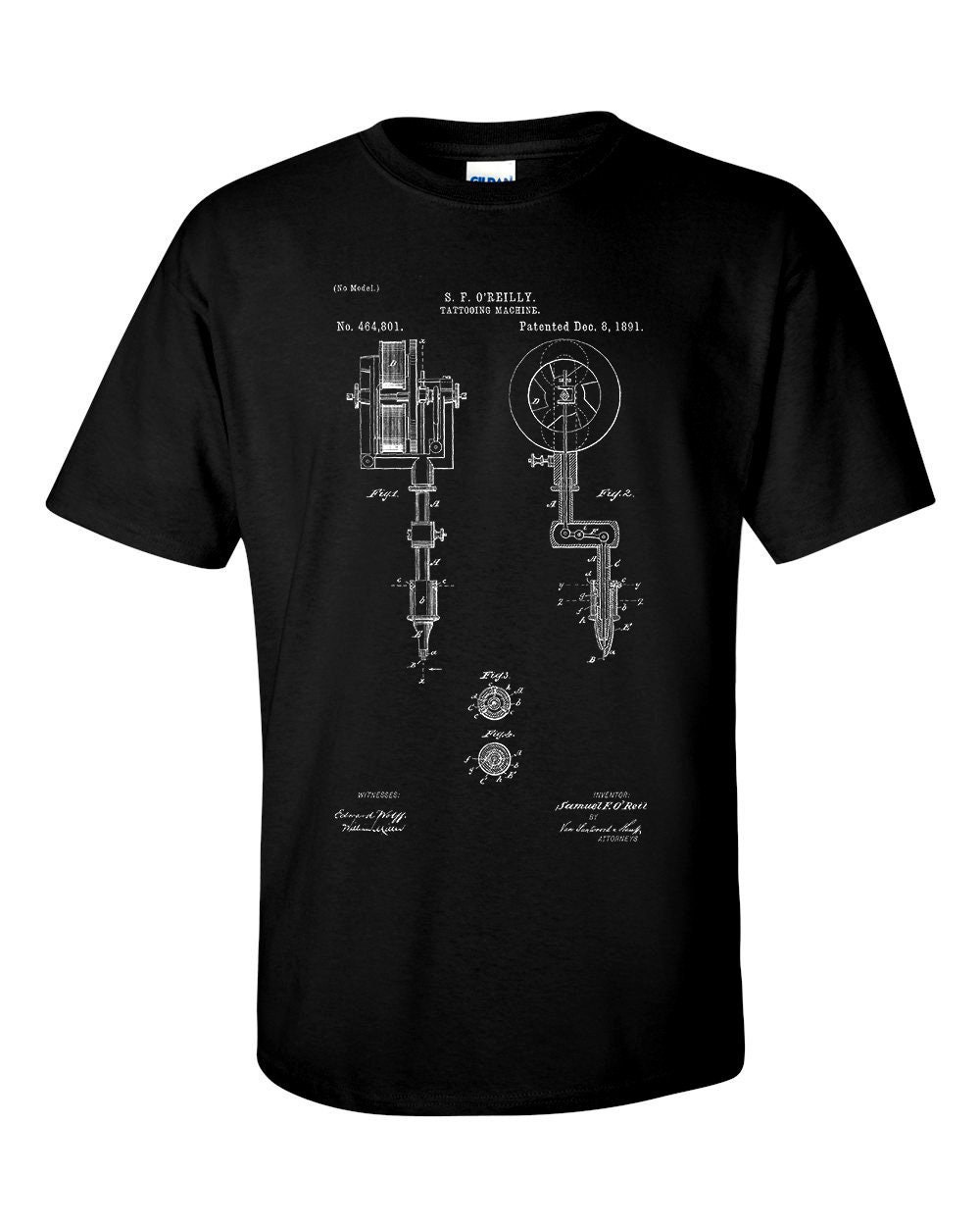 Image of Tattoo Machine Patent Blueprint Tat2 T-Shirt