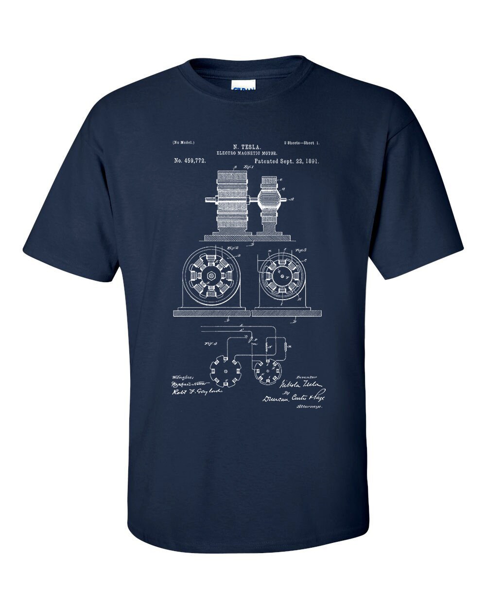 Nikola Tesla Magnetic Motor Patent Blueprint T shirt Etsy