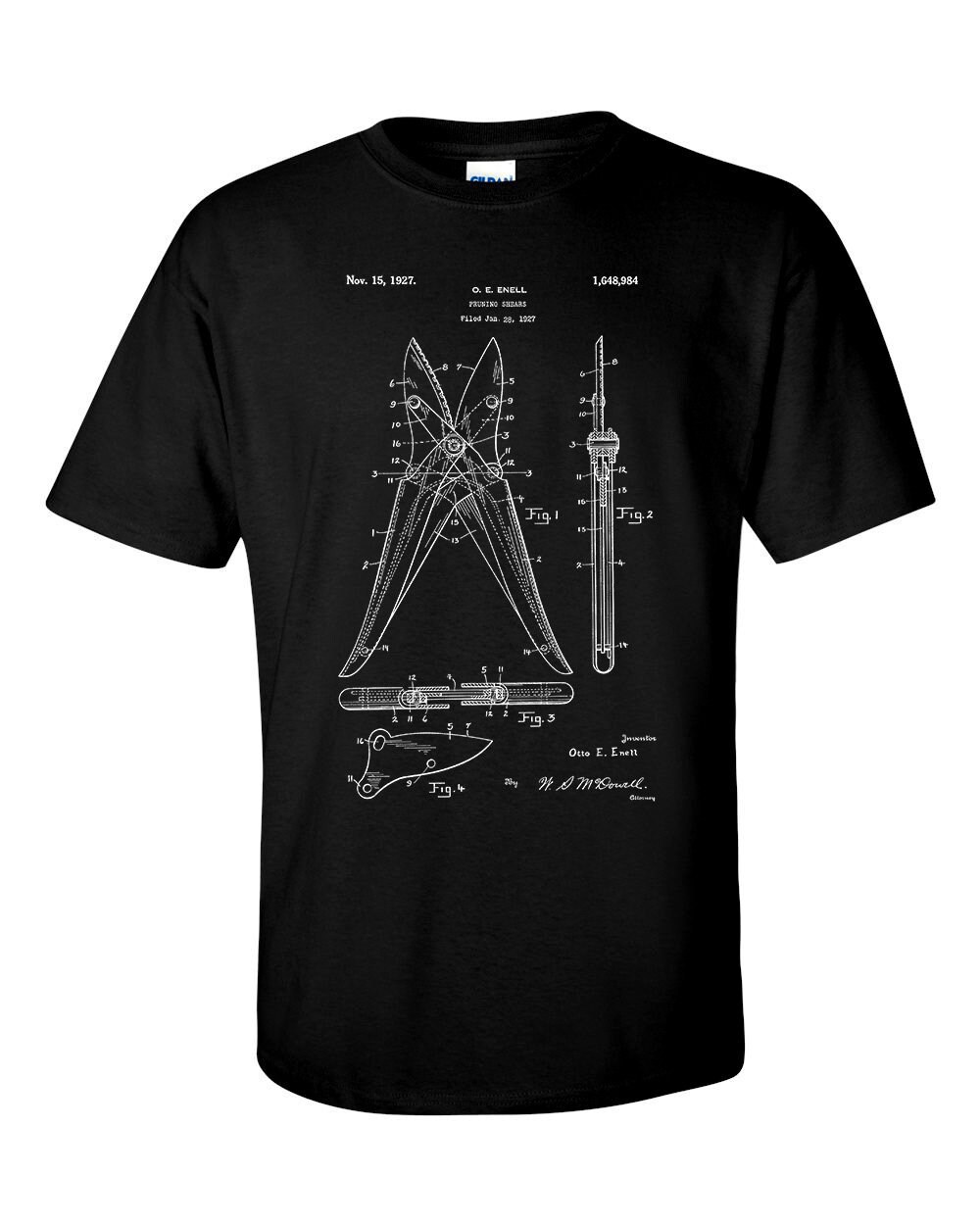 Image of Pruning Shears Secateurs Patent Gardening Mens T-Shirt
